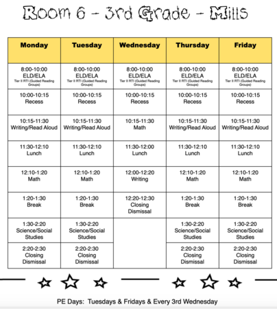 Room 6 daily schedule